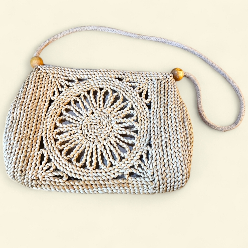 Vintage Straw Woven Embroidered Shoulder Bag – Floral 🌸👜 - Picture 6 of 7